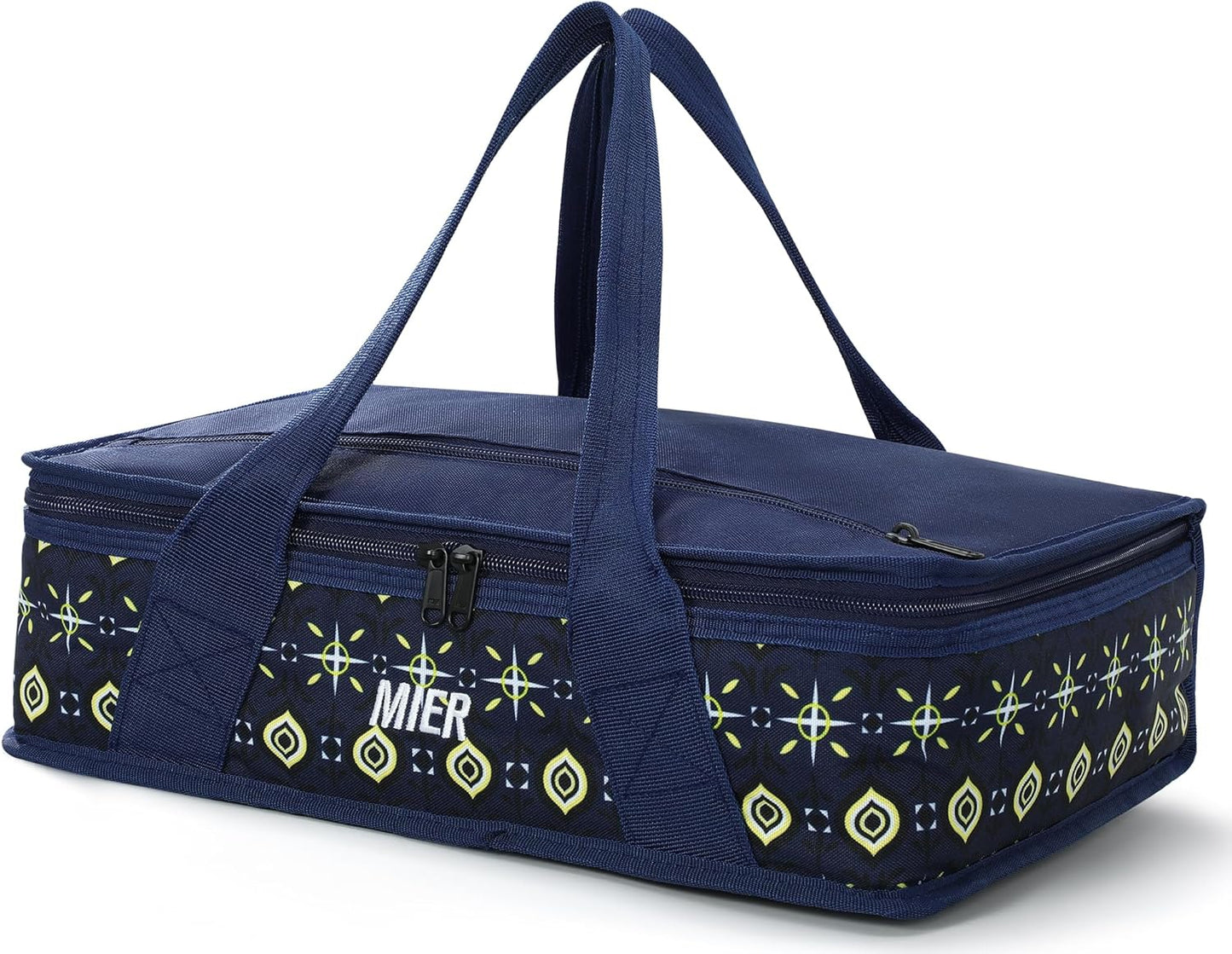 MIER Insulated Casserole Carrier for Hot or Cold Food Thermal Food Carrier Bag for Lasagna Potluck Parties Picnic Cookouts, Fits 9"x13" Baking Dish/Foil Pan, Deep Blue