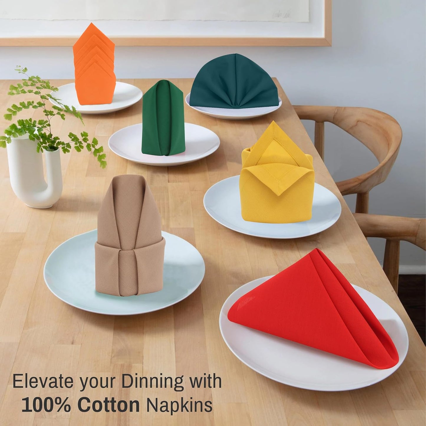 Ruvanti Cloth Napkins Set of 12, 18x18 Inches, 100% Cotton, Washable, Soft & Absorbent, Perfect for Wedding, Christmas, ‎Thanksgiving Dinners - Multi Color