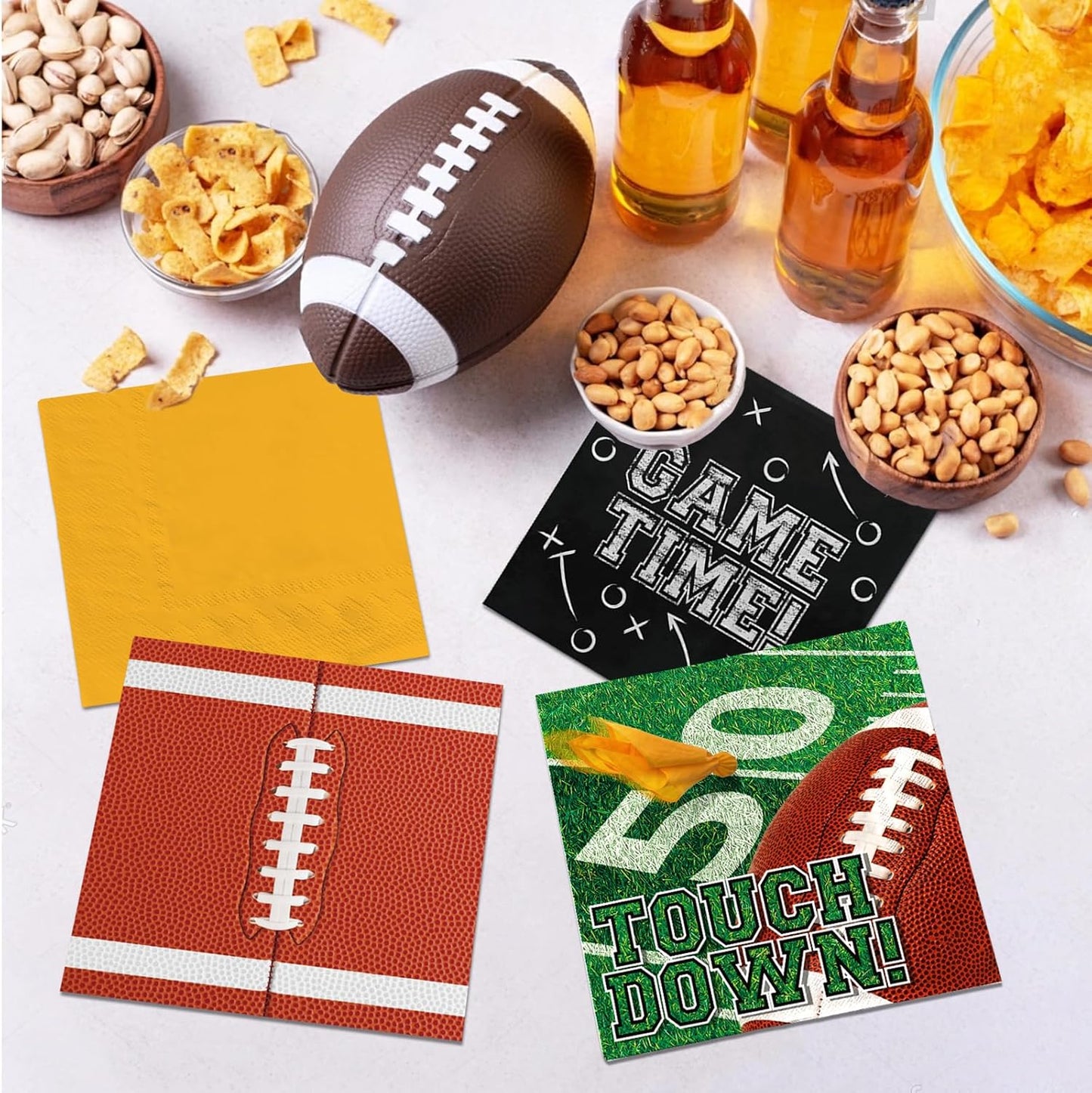 96-Pack Football Party Supplies - 48 Luncheon & 48 Cocktail Napkins | 3-Ply, Disposable, for Tailgate & Birthday Decorations