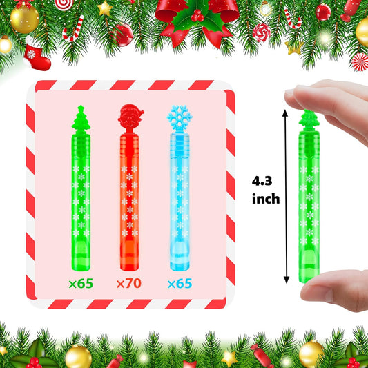 Bulk Christmas Giveaways for Toddlers 200 Pack, Xmas Mini Bubbles Toys Gifts Party Favor Supplies Bulk for Kids, Goody Treat Bag Stocking Stuffer Filler Preschool Prizes Activities for Boys Girls