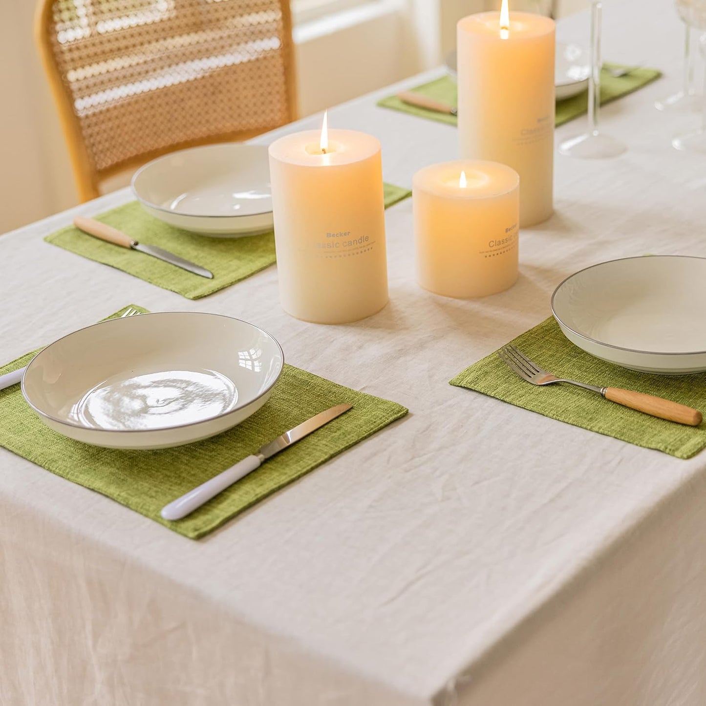 Home Brilliant Green Placemat Set of 6 Washable Place Mats Placemats Heat Resistant Table Mats for Wooden Table Dinner Decor, Lime Green