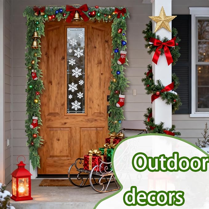 Grever 6 Feet Artificial Cedar Garland Real Touch Fake Evergreen Greenery Garland for Indoor and Outdoor Fireplace, Mantle, Door, Windows, Table, Stairs, Wall, Wedding and Holiday Decor