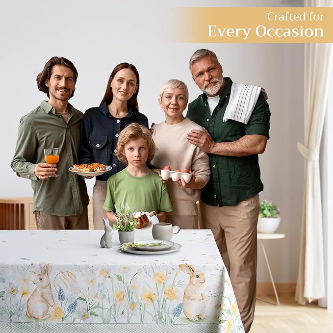Maison d' Hermine Table Cloth Rectangle Table 100% Cotton 70 x 120 Inches Tablecloth Reusable Decorative for Dining Room Farmhouse Home Valentines Day Decorations Spring Summer - Easter Dew