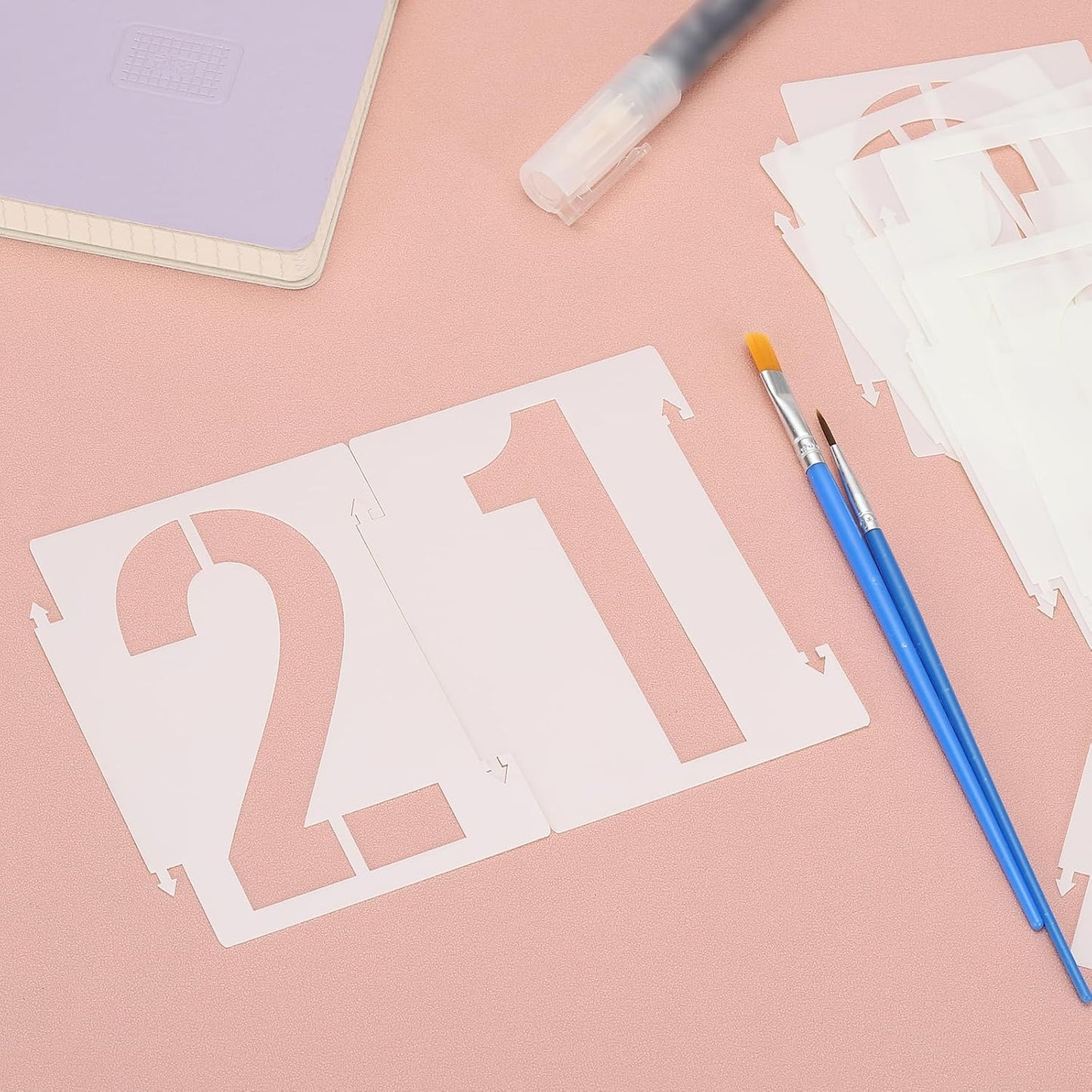 PATIKIL 20Pcs 8 Inch Large Number Stencils, 0-9 Address Number Stencil, Reusable Plastic Digital Templates for Crafts Drawing Wood Stencils White