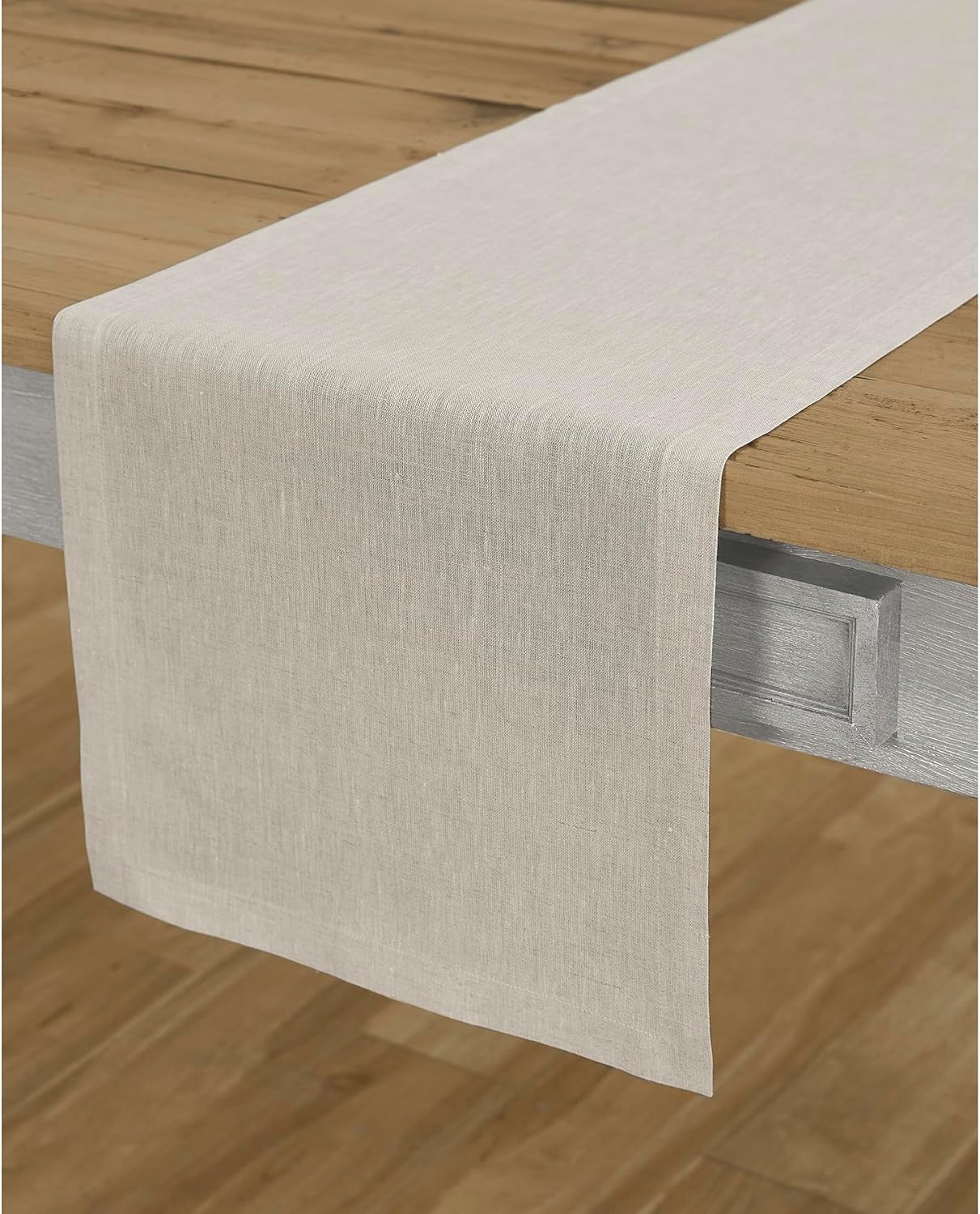 Solino Home Linen Table Runner 144 Inches Long - Athena, 100% Pure Linen Light Natural 14 x 144 Inch Table Runner for Dining, Fall, Autumn, Thanksgiving, Christmas