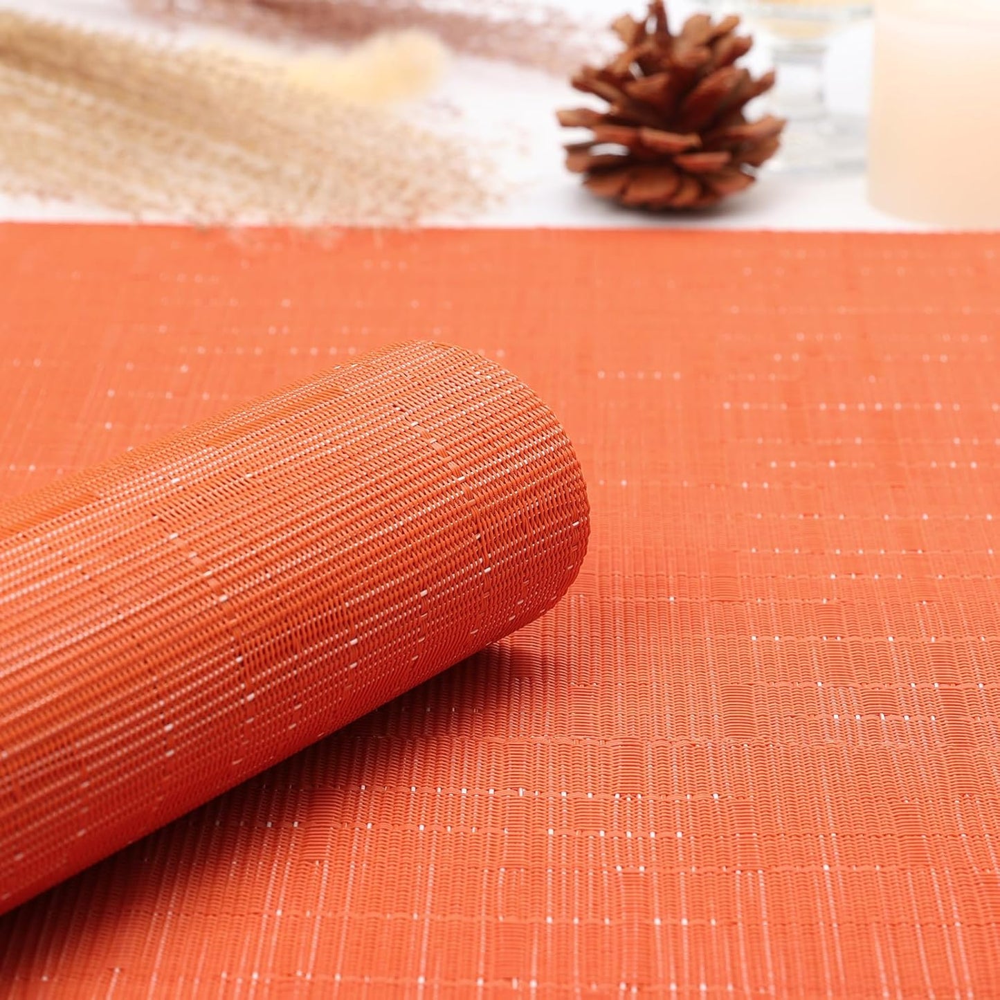 Myir JUN Table Runner, Vinyl Table Runner Indoor 55 Inch Long Arbitrarily Cropped Runner for Table Heatproof for Home Party (Orange, 15 x 55 inch)