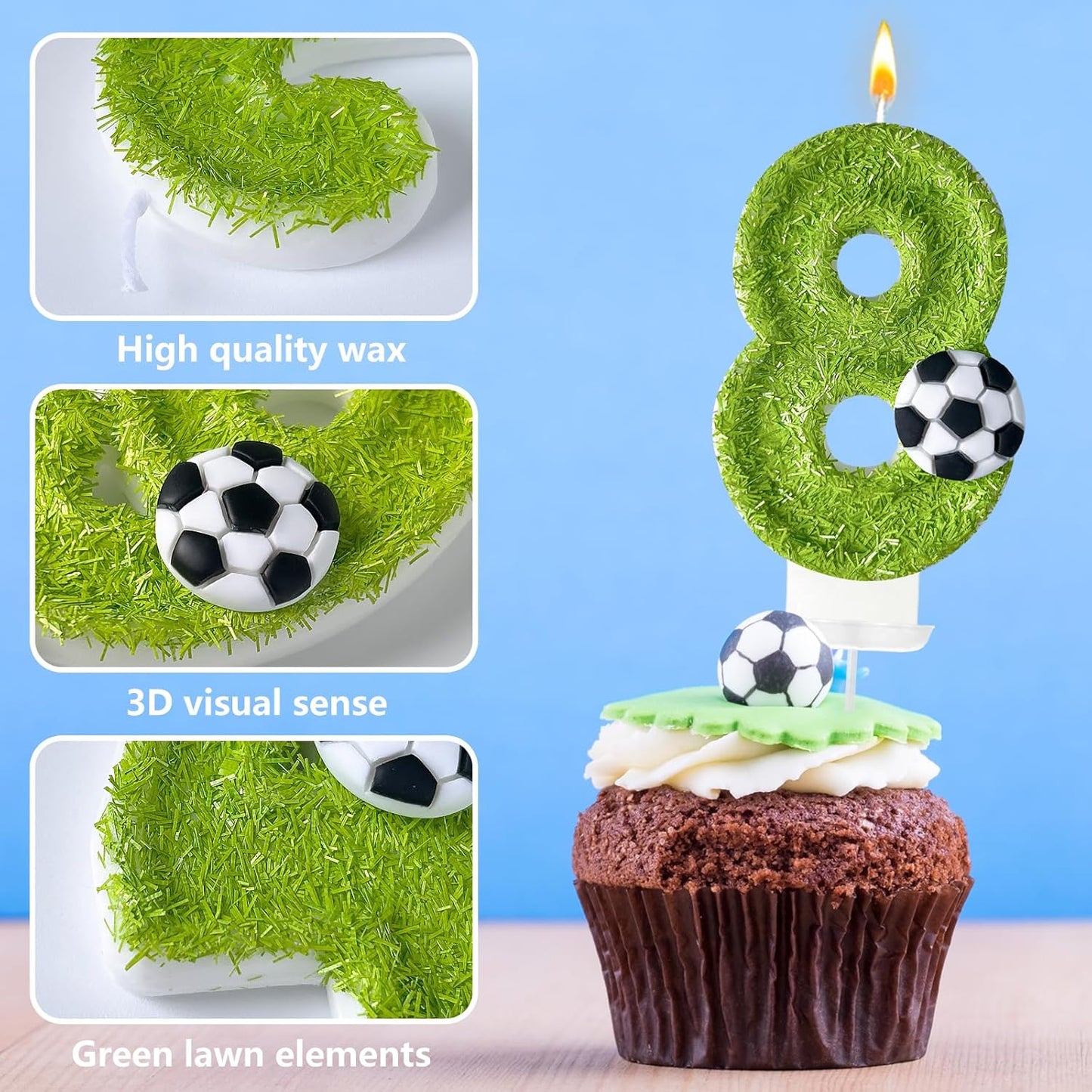 18th Birthday Candles，Soccer Birthday Decorations，Suitable for Girl and boy Cake Toppers, Wedding Cakes, Anniversaries, Party Celebrations, Birthday Decorations