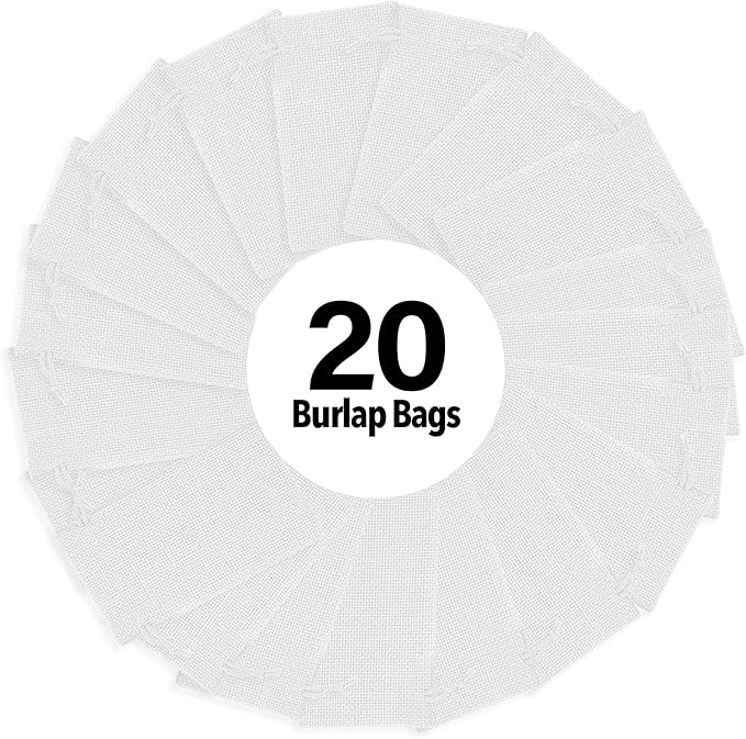 Mandala Crafts 10X14 Inch White Burlap Drawstring Gift Bags for Favors - 20 Large Linen Sacks Gift Pouches for Candy, Coffee, Jewelry, Wedding, and Party Supplies