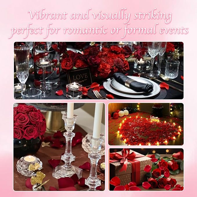 180+PCS Real Red Rose Petals Confetti for Romantic Night, 1.75oz Freeze Dried Preserved Flower Petals for Wedding Aisle, Proposal, Anniversary, DIY Crafts, Table Scatter & Party Decor