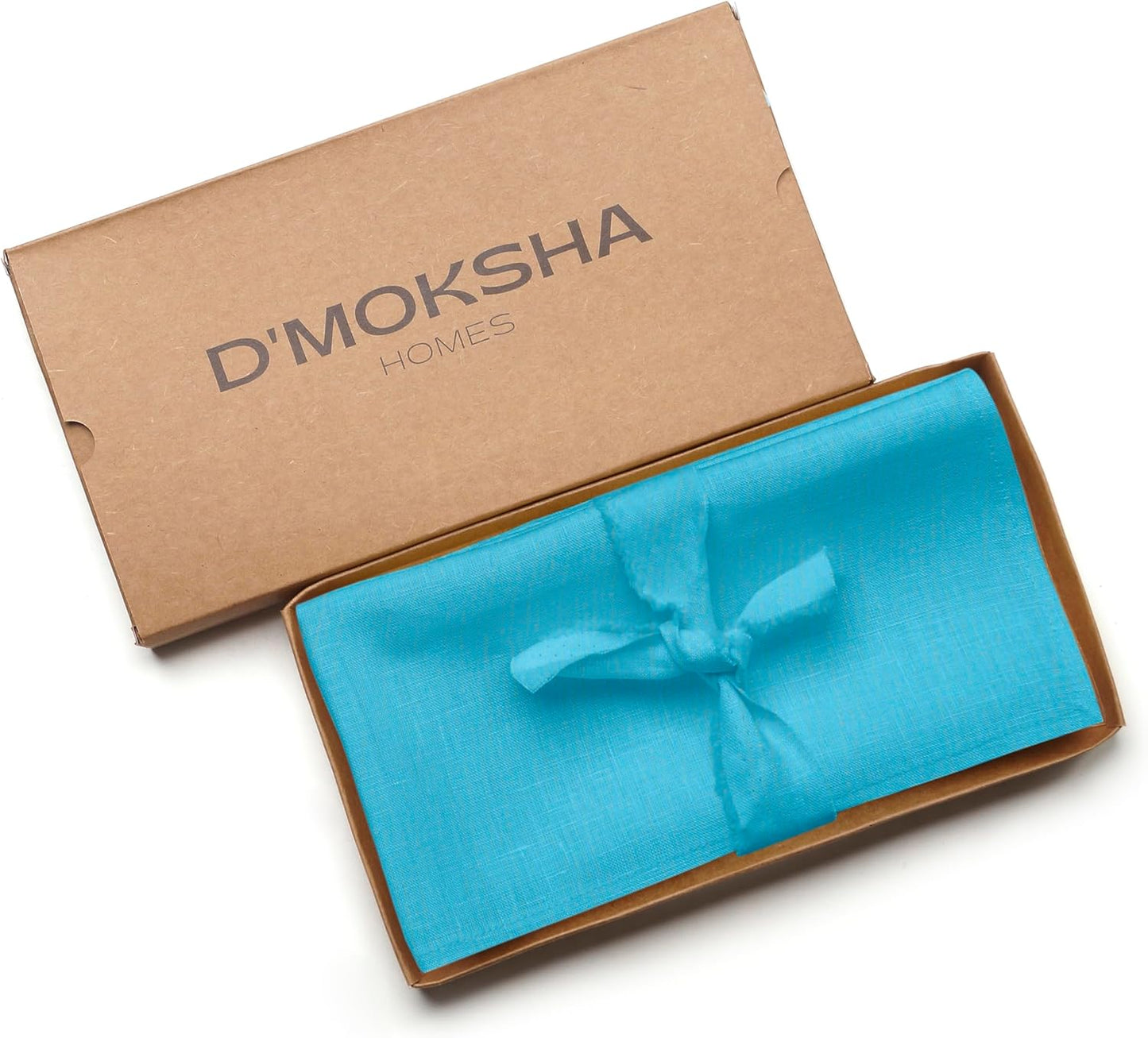 D'Moksha Homes Cyan Blue Linen Napkins 18 x 18 Inch - 100% Pure Linen Cloth Washable Dinner Napkins Set of 4 for Fall, Thanksgiving, Holiday