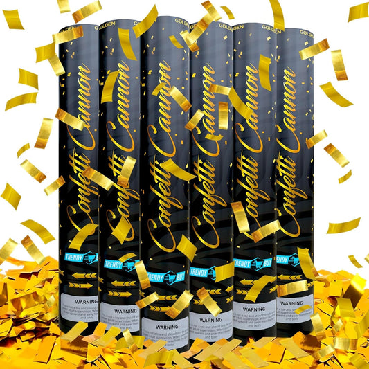 [6 Pack] Gold Confetti Poppers – 12" Flameproof Party Poppers for Birthdays, Weddings, Graduation, New Years Eve & More – Confetti Cannon Shooter & Party Blaster