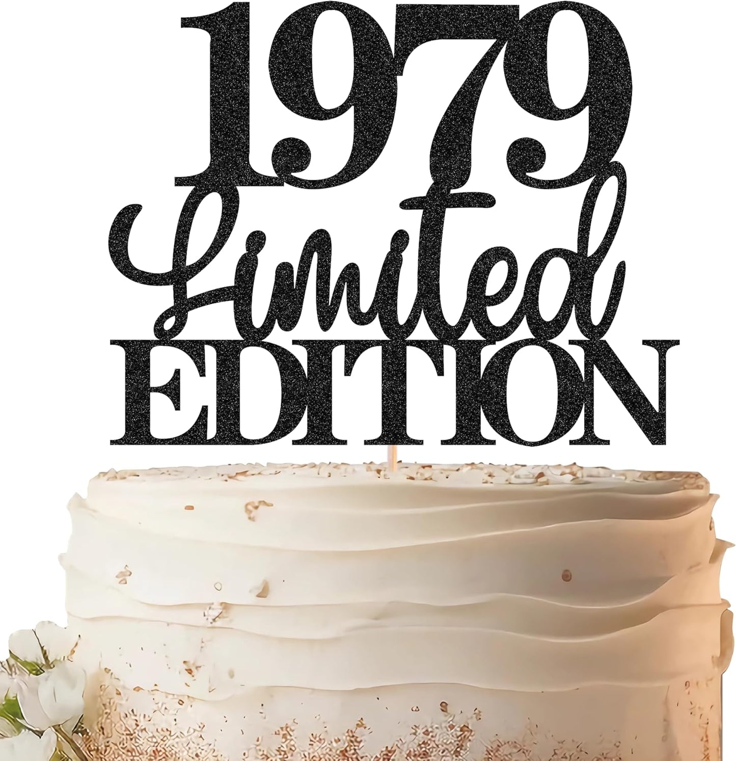 Limited EDITION 1979 Cake Topper - Black Glitter Happy 46th Birthday Party Cake Decoration Supplies, Cheer to 46 Years Cake Bunting Decor for 46th Birthday Party Photo Booth Props