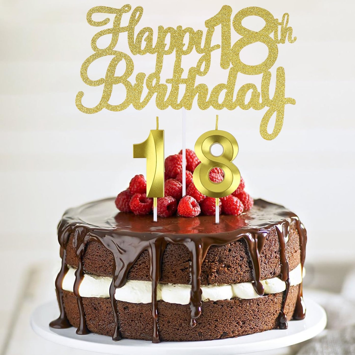 Happy 18th Birthday Cake Topper + 18 th Birthday Candles, 18 Cake Topper, Number 18 Candles, Happy 18th Birthday Cake Decorations, 18 Birthday Decorations for Boys and Girls (18)