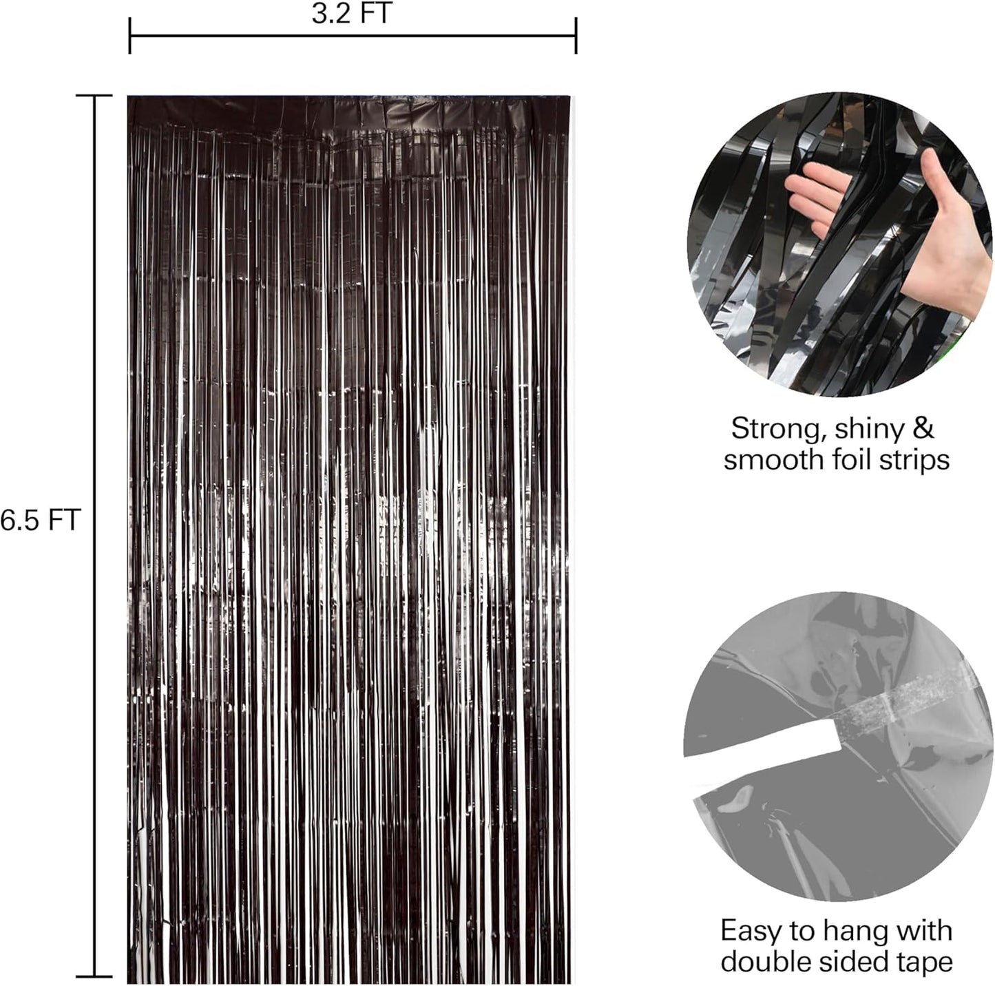 6 Pack Black Fringe Backdrop, Black Streamers Party Backdrop, Party Decorations Supplies for Birthday, Holidays, Parties & More