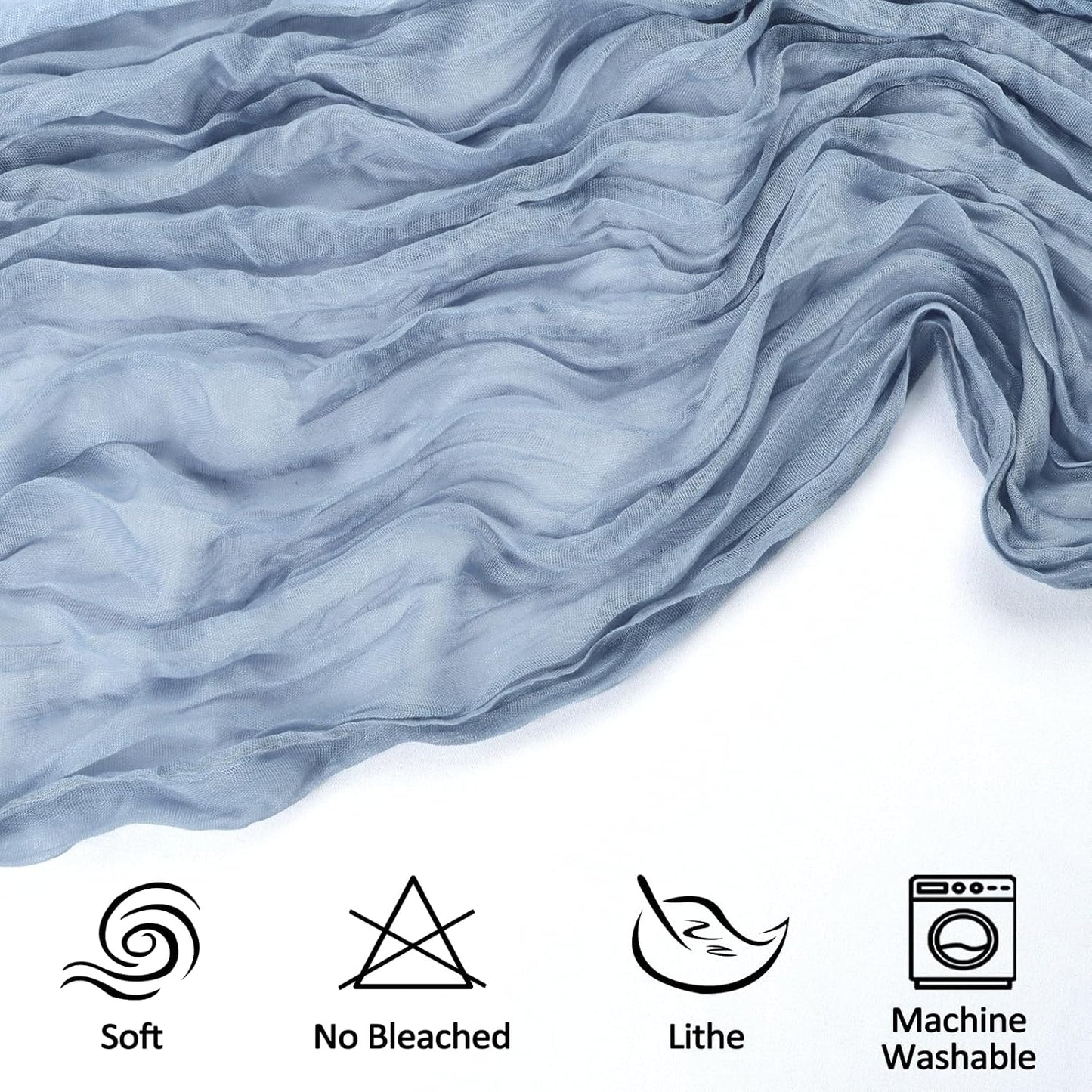 6 Pack 10FT Dusty Blue Cheesecloth Table Runner 35x120 Inch Gauze Rustic Boho Table Runner Cheese Cloth for Wedding Decor Birthday Party Bridal Baby Shower Table Centerpiece Decoration