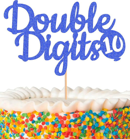 Double Digits 10 Cake Topper - Glitter Dark Blue 10th Birthday Cake Decorations, Happy 10th birthday Cake Decor (Dark Blue)