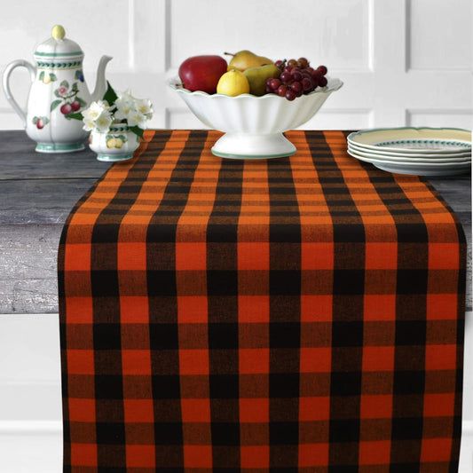 Urban Villa Table Runner 100% Cotton Fused Table Runner Halloween Checks 14''x72'' Over Sized Buffalo Check Table Runner Heavier Quality