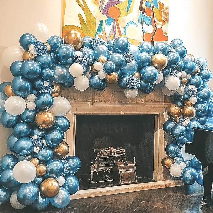 PartyWoo Light Blue Balloons, 140 pcs Light Blue and Metallic Blue Balloons Different Sizes Pack of 18 Inch 12 Inch 10 Inch 5 Inch for Balloon Garland Arch as Birthday Decorations, Party Decorations