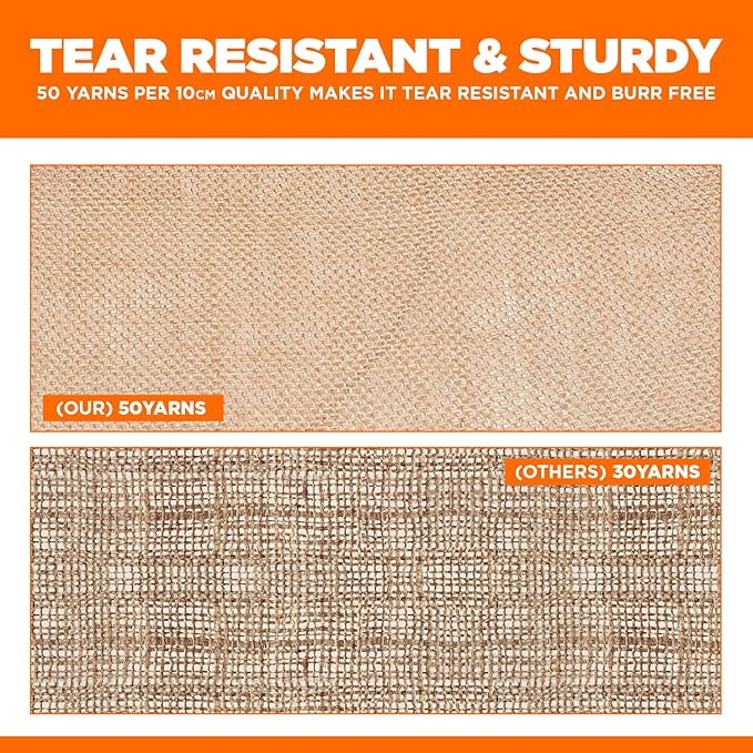 Burlap Table Runners- {14inx10yards}- Burlap Cloth Roll Used for Dining Runners, Crafts, Dresser Cover & Sackcloth - Natural Jute Runner Suitable for Event Decor, Thanksgiving Table & Weddings