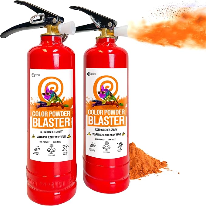 Chameleon Colors Color Blasters, Gender Reveal Fire Extinguisher, Gender Reveal Smoke Bombs, Powder Cannon, Smoke Blaster, War and Holi Color Blaster, 2 Orange Blasters