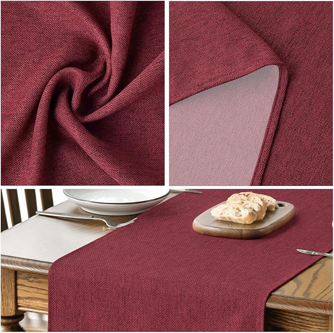 Artoid Mode Dark Red Table Runner, Seasonal Christmas Valentine's Washable Kitchen Dining Table Decoration for Home Party Decor 13x120 Inch