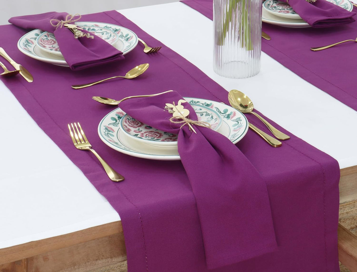 PurpleEssences Set of 12 Cloth Dinner Napkins 100% Cotton 18x18 Inch - Soft Durable Washable - Ideal for Farmhouse Party Fall Thanksgiving - Perfect Everyday Use Table Linen - Purple