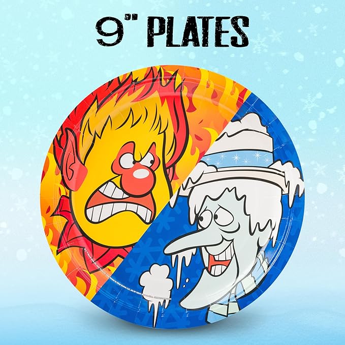 Silver Buffalo The Year Without a Santa Claus Heat Snow Miser Christmas 32 Pack Partyware Disposable Paper Plates and Napkins