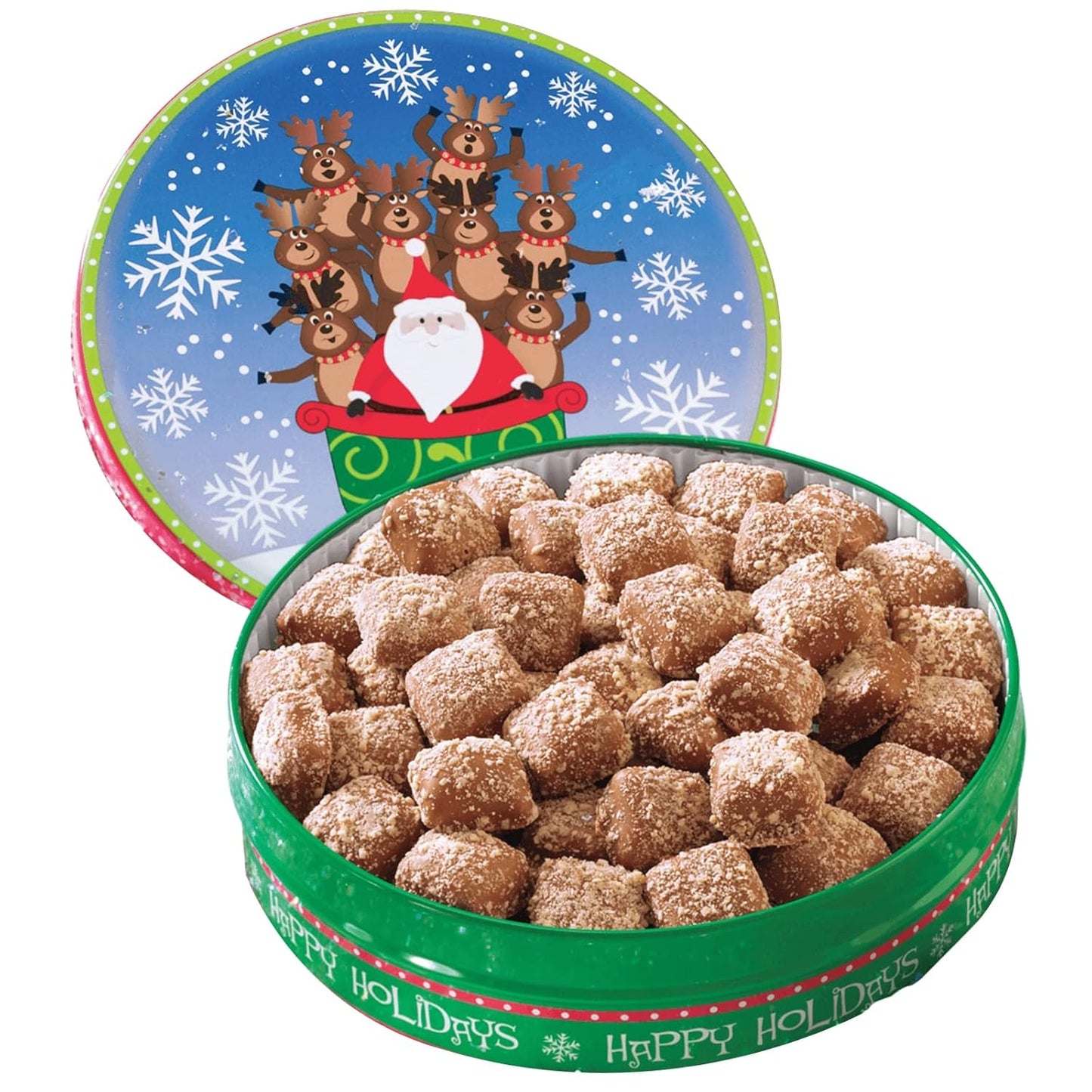 The Swiss Colony Mini Butter Toffee Gift Tin – Milk Chocolate Covered Crispy Butter Toffee with Almonds Candy for Gift Baskets, Chocolate Treats for Snacking and Gifting
