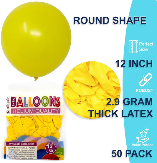 Allgala Yellow Balloons 50 Pack 12 Inch Helium Grade Latex Bulk Balloon Pack Ideal for Birthday, Wedding, Bridal Party Baby Shower Decorations