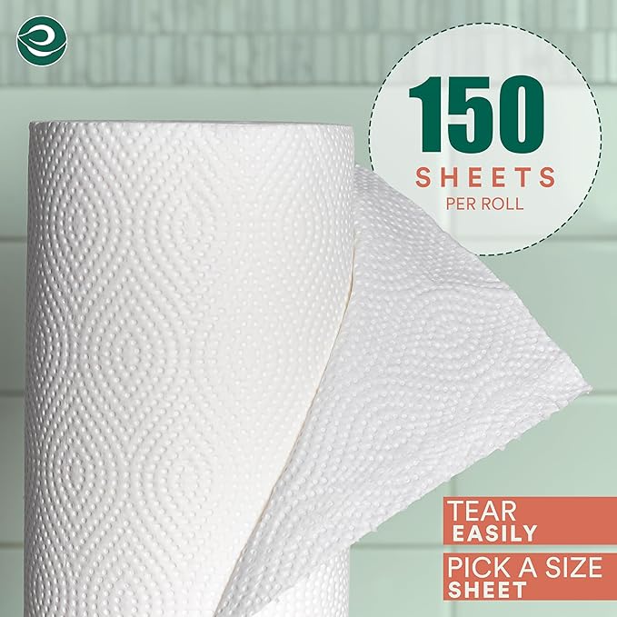 Eco Soul Bamboo Paper Towel Set Of 6 Rolls |150 Sheets Per Roll | Ultra Absorbent, Eco-Friendly, Sustainable, Food Safe Kitchen Paper Towel