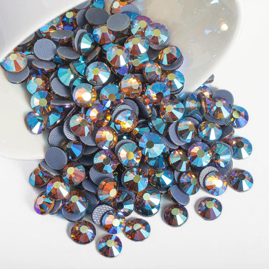 Beadsland Hotfix Rhinestones, 2880pcs Flatback Crystal Rhinestones for Crafts Clothes DIY Decoration, Light Colorado Topaz AB, SS10, 2.7-2.9mm