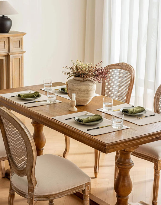 Linen Table Placemats Set of 12 Washable Neutral Beige Dinner Table Mats Modern Farmhouse Rustic Dining Room Decor Heat Resistant Water Repellent 12x18 Inch