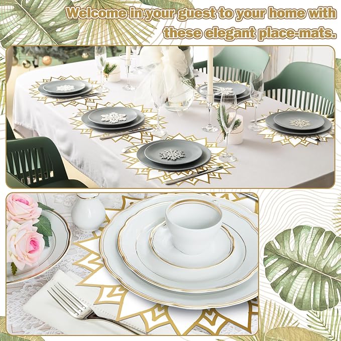 Sinmoe 100 Pack Disposable Paper Placemats Bulk 13 Inch Paper Charger Place Mat Party Charger Plates Table Place Mats for Dinner Wedding Birthday Baby Shower Spring Dining Tableware(Mandala Flower)