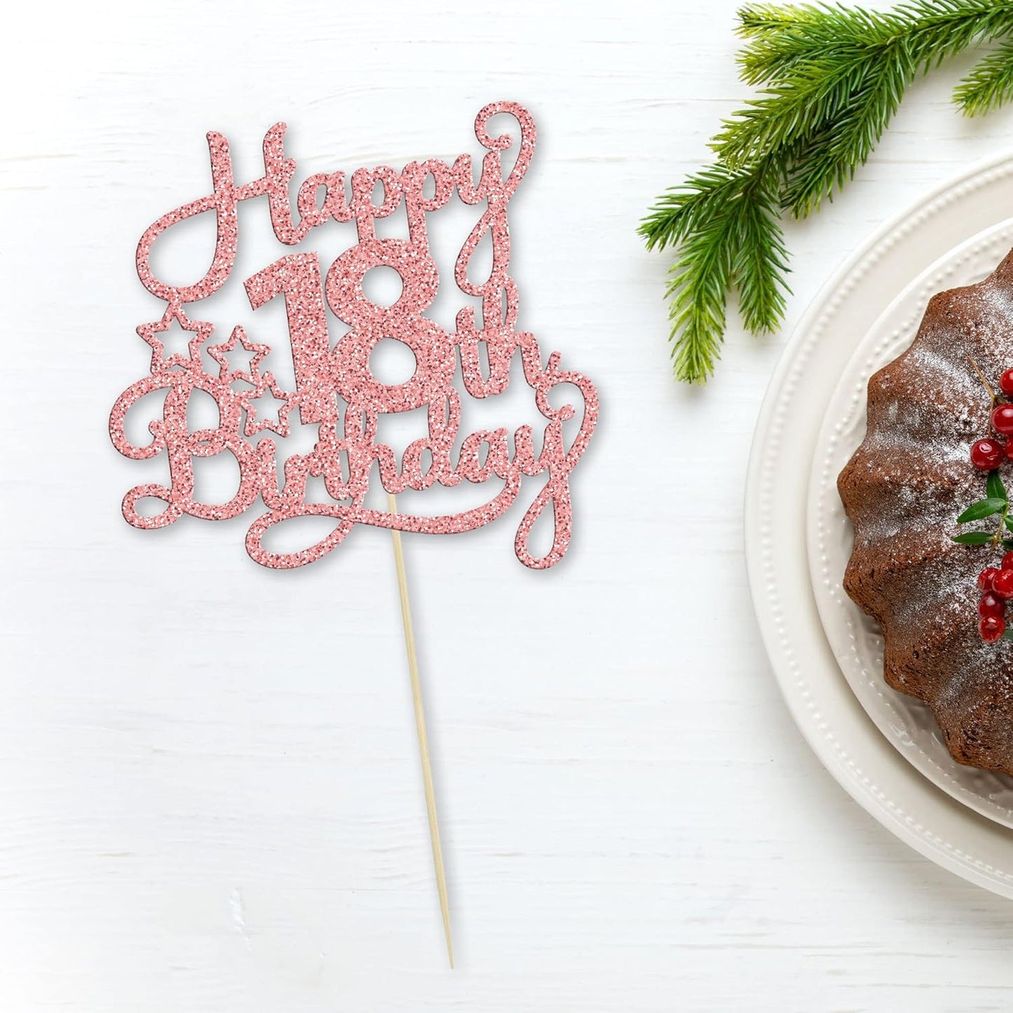 1 Pack Happy 18th Birthday Cake Topper Rose Gold Glitter 18 & Fabulous Cheers to 18 Years Old Birthday Cake Pick for Celebrating 18th Birthday Anniversary Party Cake Decorations Supplies