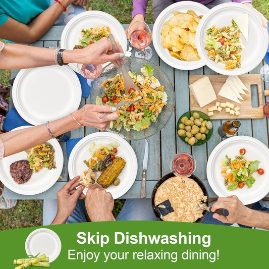 Heavy Duty Paper Plates 10 Inch [60 Pack - White ] Eco Friendly Compostable Dinner Plates, Biodegradable Disposable Paper Plates For Party Picnic Home Office, Sturdy Soak-proof