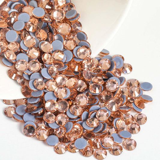 Beadsland Hotfix Rhinestones, 1440pcs Flatback Crystal Rhinestones for Crafts Clothes DIY Decorations, Champagne, SS12, 3.0-3.2mm