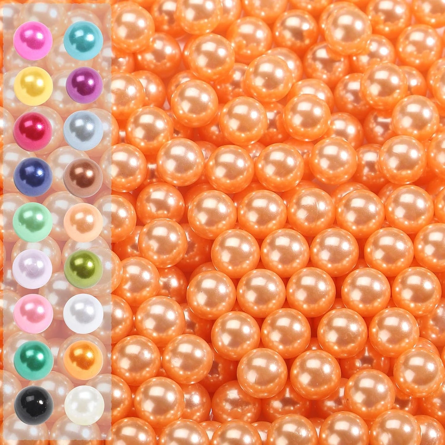 2200 Pcs Undrilled Holeless ABS Faux Pearl Beads for Vase fillers, No Hole Round Pearls for Cosmetic Boxes, DIY Parts, Table Scatter, Wedding, Birthday Party Home Decorating (Pale Gold, 6mm)