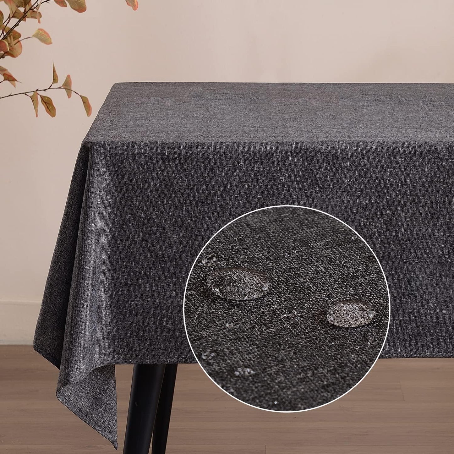 SEASHORE TREE Square Tablecloth Linen Textured Table Cloths 55 x 55 Inch Waterproof Spill-Proof Wipeable Wrinkle Free Dining Table Cover for Buffet Party Wedding Outdoor and Indoor Use, Gray