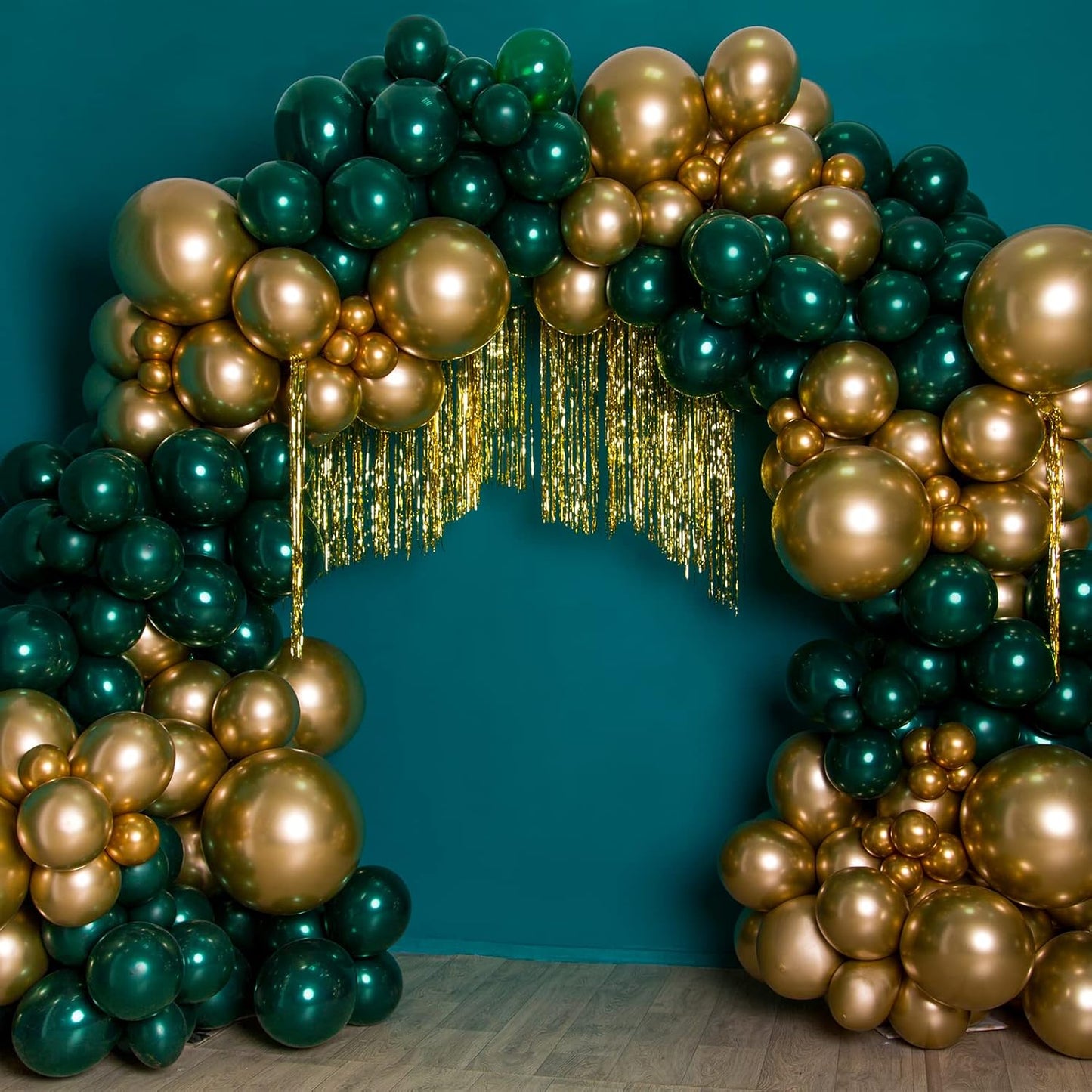 RUBFAC 129pcs Metallic Gold Balloons Different Sizes 18 12 10 5 Inch, Latex Balloon Garland Arch Kit for Party Graduation Wedding Holiday Happy Birthday Decoration