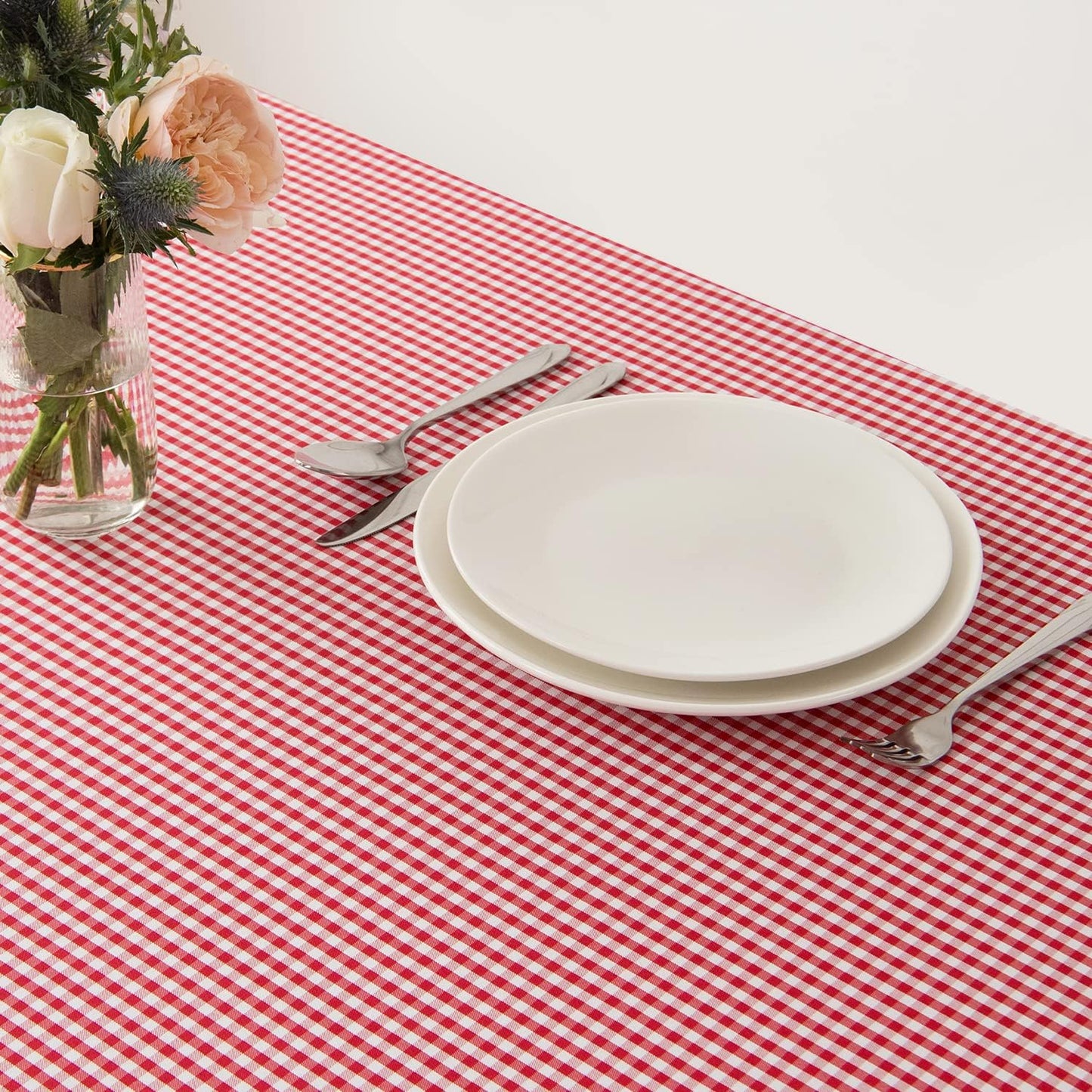 maxmill Checkered Tablecloth Stain Resistant Waterproof and Wrinkle Resistant Washable Heavy Weight Table Cloth Gingham for Dining Room, Christmas Holiday Dinner Rectangle 60 x 120 Inch Red White
