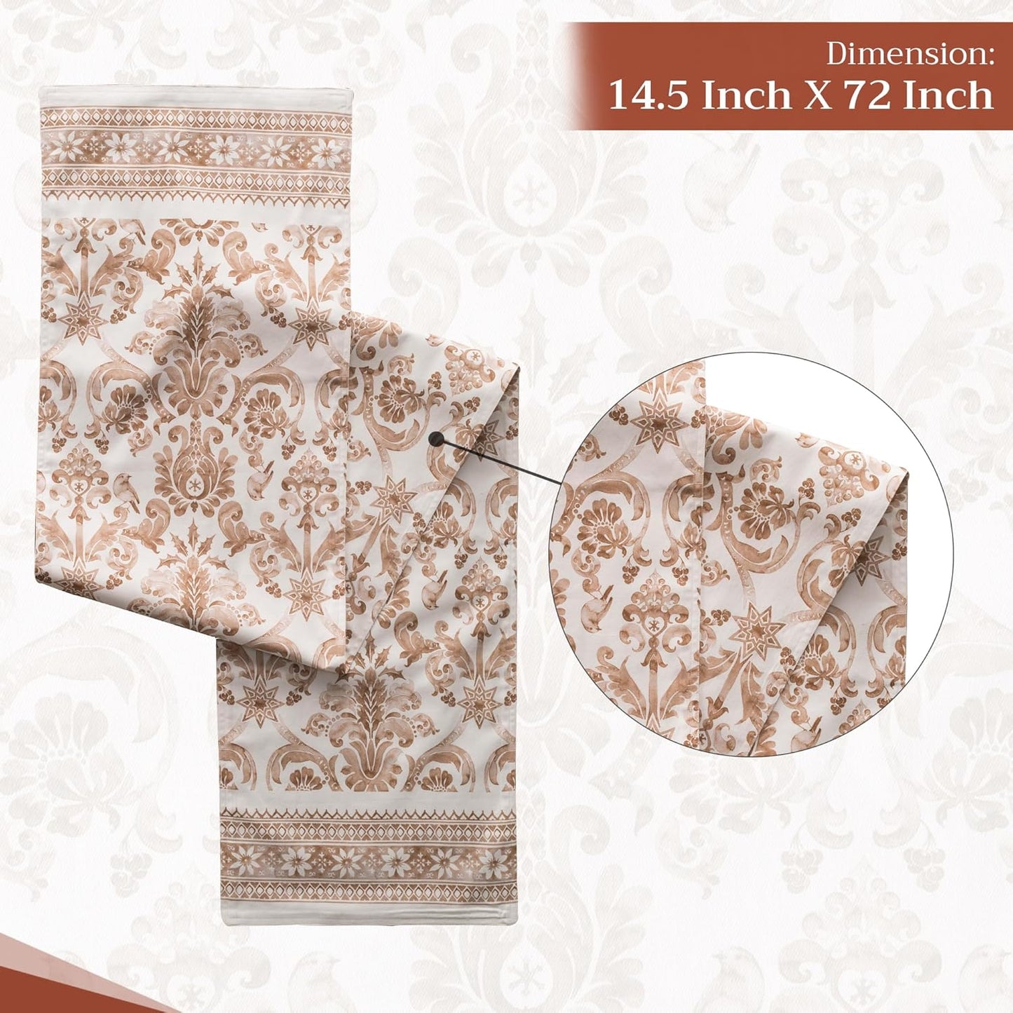 Maison d' Hermine Table Runner 100% Cotton Double Layer Table Runners 108 inches Long for Thanksgiving Christmas Decorations Home Kitchen Dining Party Wedding (Allure, 14.5" x 108")