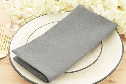 PurpleEssences Set of 6 Cloth Dinner Napkins 100% Cotton 18x18 Inch - Soft Durable Washable - Ideal for Farmhouse Party Fall Thanksgiving - Perfect Everyday Use Table Linen - Ash Grey