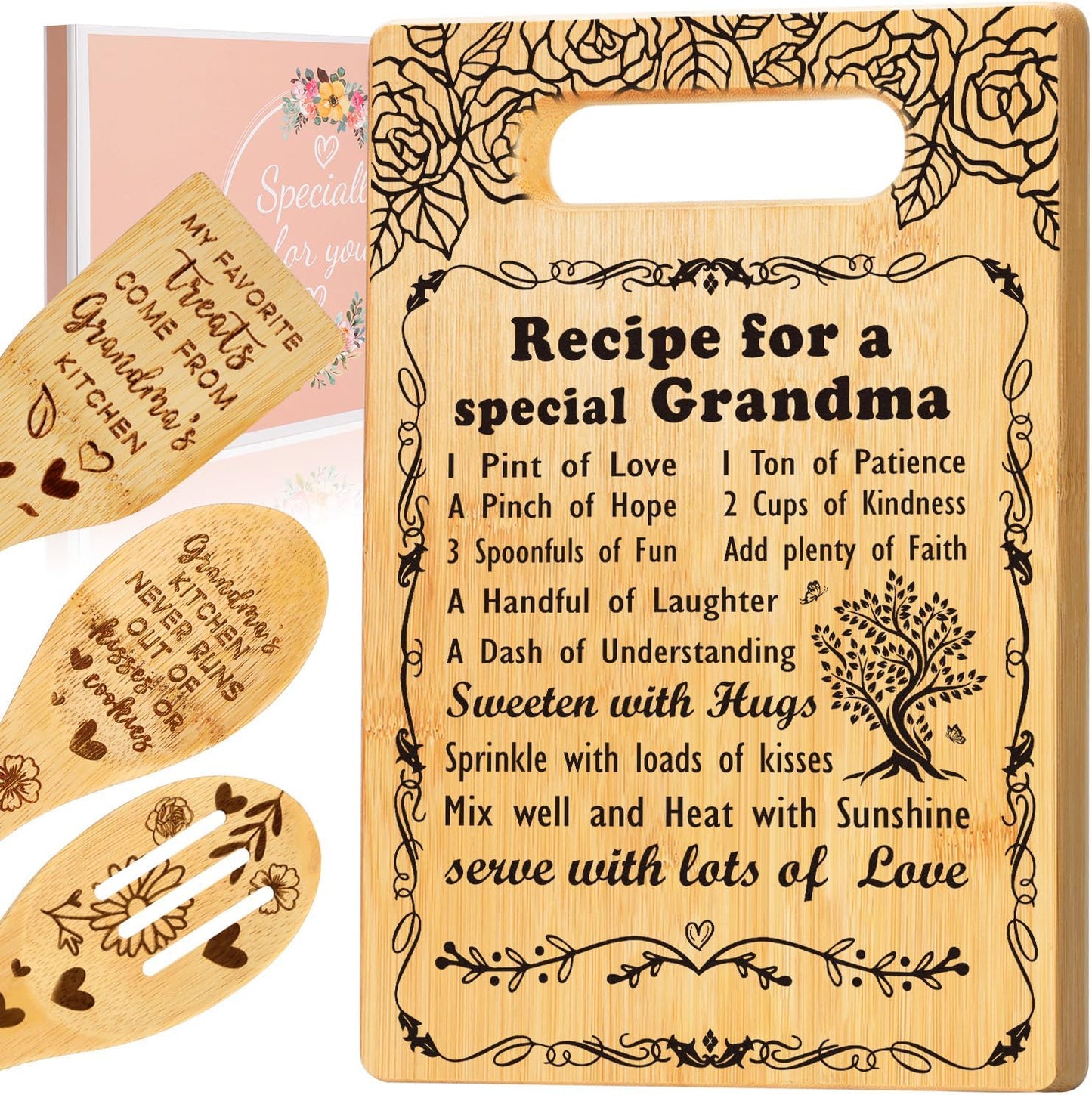 Grandma Gifts from Grandkids, Grandma Birthday Gifts Cutting Board Set Gift, Best Grandma Ever Gifts Great Grandma Christmas Gifts for Nana Gigi Mimi, Mothers Day Gifts Thank You Gifts for Grandma