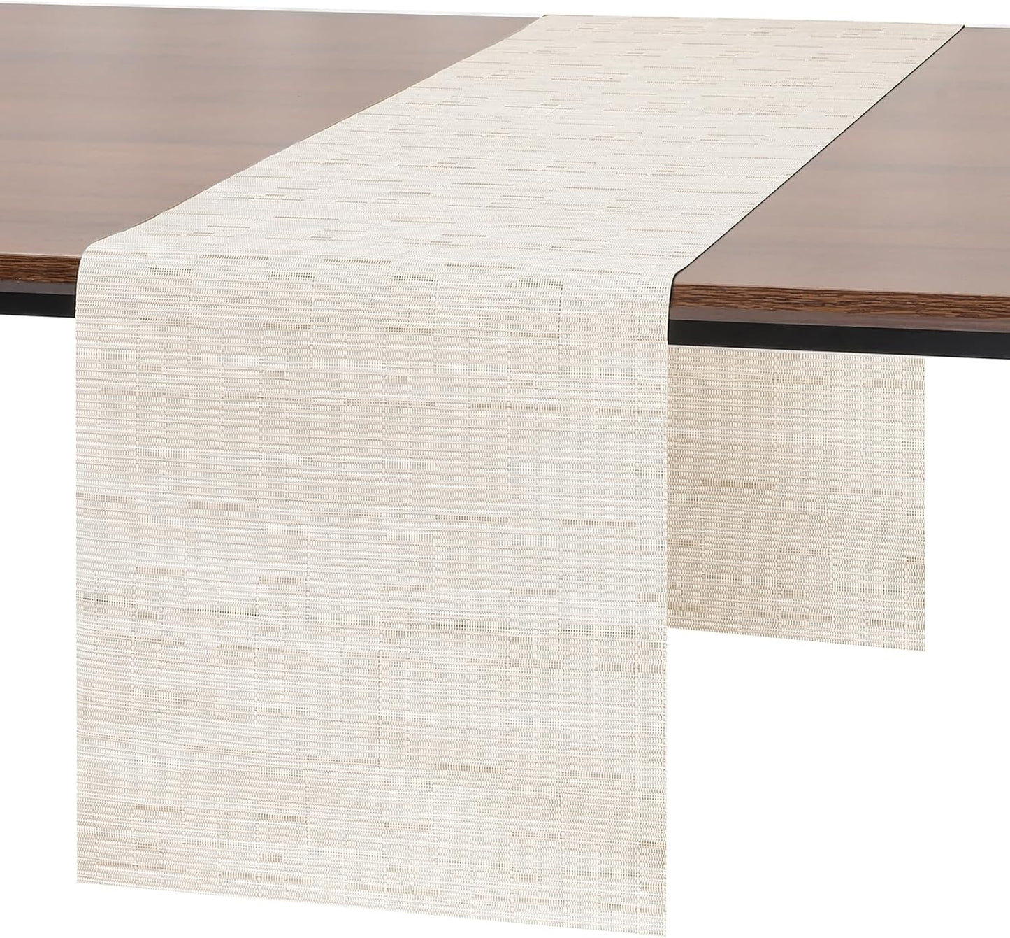 Myir JUN Table Runner, Vinyl Table Runner Indoor Arbitrarily Cropped Runner for Table Heatproof for Home Party (B-White, 15 x 94 inch)
