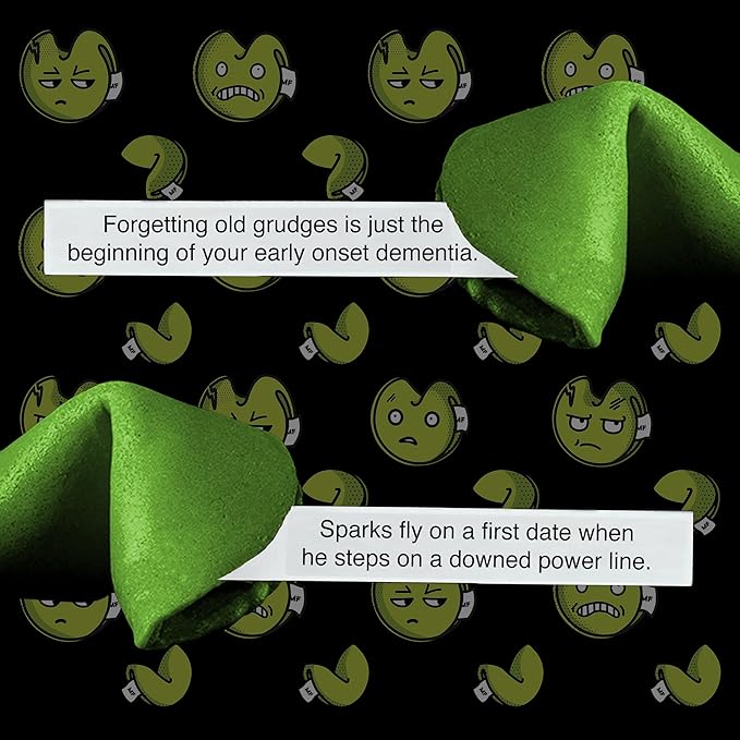Miss Fortunes, Funny Fortune Cookies, The Unlucky Dozen, For Those Who Have Been Finger'd By Fate! Written by Professional Comedy Writers (Box of 12 Individually Wrapped Green Fortune Cookies)