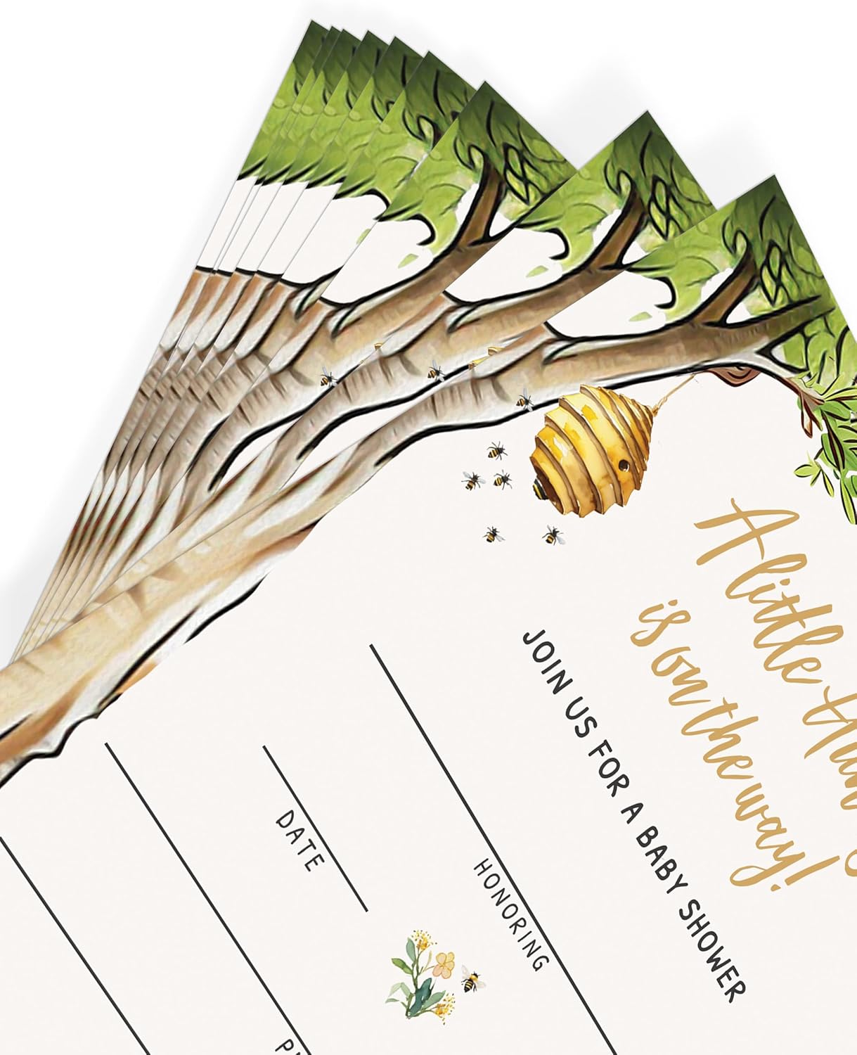 Printed Party Winnie Baby Shower Invitations with Envelopes – Classic Pooh Theme, Gender Neutral Storybook Design for Baby Boy or Girl, Set of 30
