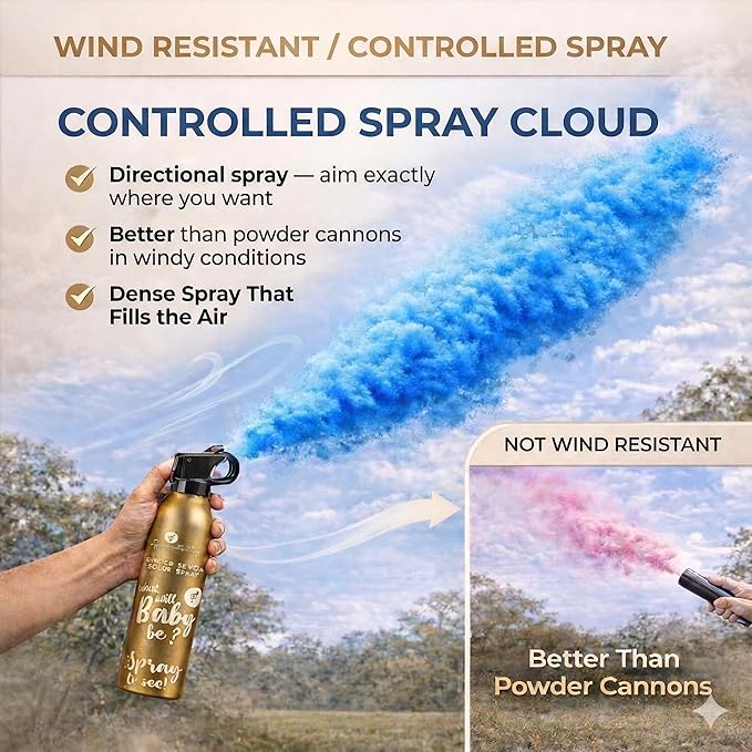 Gender Reveal Smoke Bombs Set – 2 Pack Gender Reveal Fire Extinguisher Spray (Blue, 300g Each) – Non-Toxic Cornstarch Cloud for Baby Boy Reveal Party Ideas, Pregnancy Announcement – Stickers Included