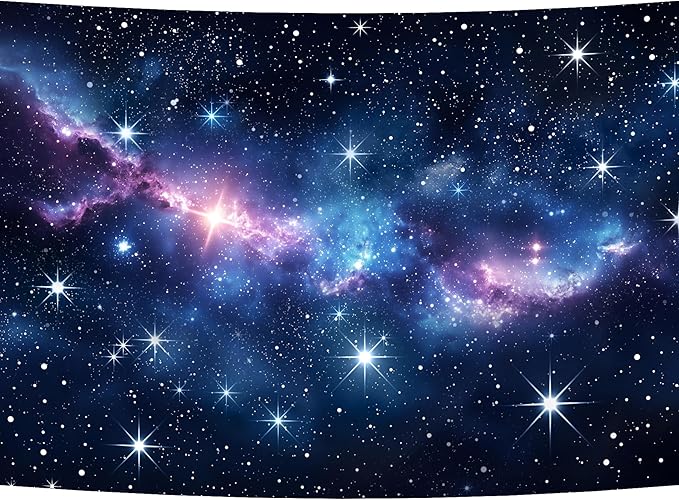 Homewelle Galaxy Starry Stars Sky Backdrop 7Wx5H Feet Polyester Fabric Navy Blue Outer Space Universe Nebula Clouds Fantasy Planet Boys Kids Decoration Cosmic Photography Background Photo Shoot Props