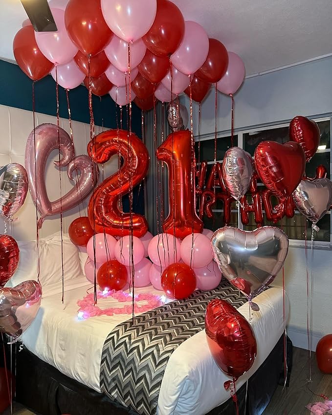Red Number 2 Balloon 40 Inch, 2nd Birthday Decoration for Toddlers Girls Boys, Sparkling 2 Number Balloon Party Decor