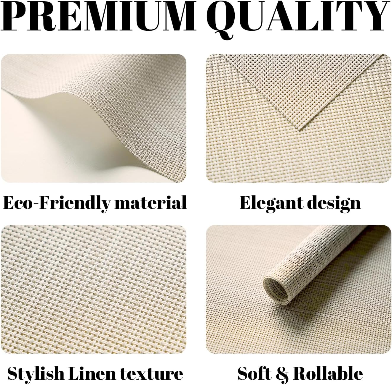 Placemats Set of 6 Vinyl/Plastic Woven Place Mats for Kitchen Table Indoor/Outdoor Washable Placemat Wipeable Dining Table Mats (Beige,6)